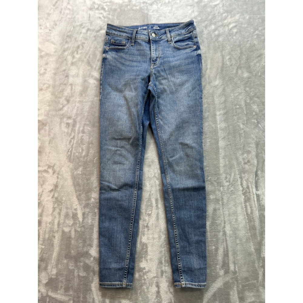 Old Navy Jeans Womens Sz 0 Blue Rockstar Super Skinny Mid Rise Stretch Walking